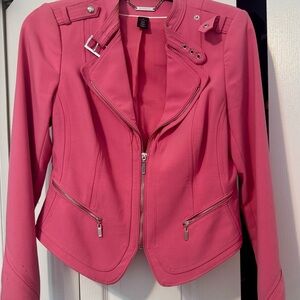 White House Black Market Women's Pink Moto Jacket